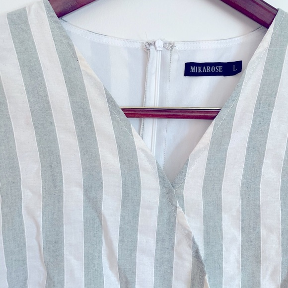 THE CALICO STRIPED MIDI DRESS IN SAGE - Picture 7 of 8